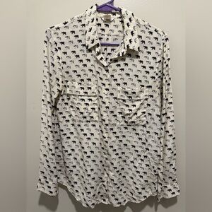 Club Monaco Ivory Elephant Button Down Shirt